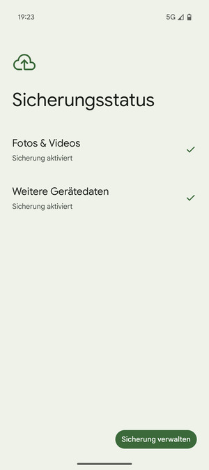 Wählen Sie Sicherung verwalten