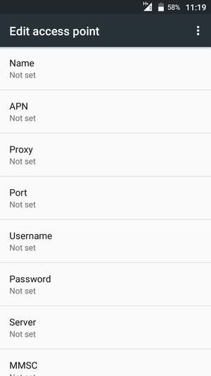 Enter Internet information