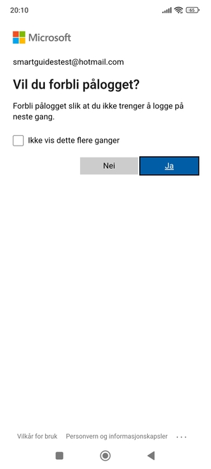 Velg ønsket alternativ
