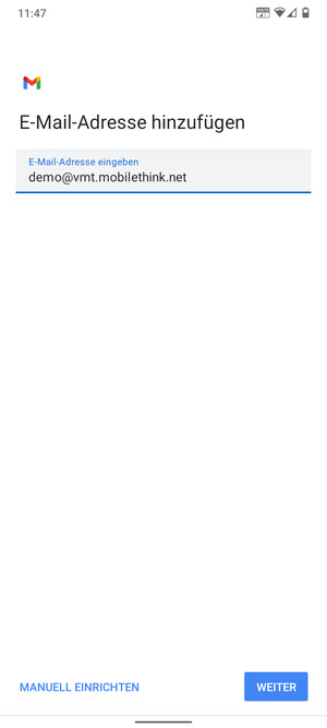 Geben Sie Ihre E-Mail-Adresse ein und wählen Sie WEITER