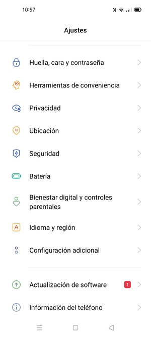 Para activar su bloqueo de pantalla, vaya al menú Ajustes y seleccione Huella, cara y contraseña