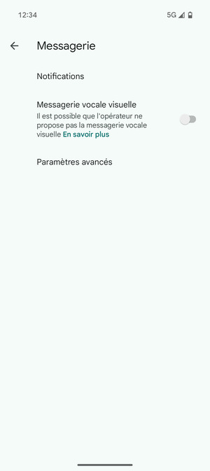 Sélectionnez Paramètres avancés
