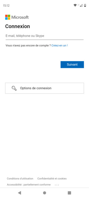 Saisissez votre adresse e-mail et sélectionnez Suivant