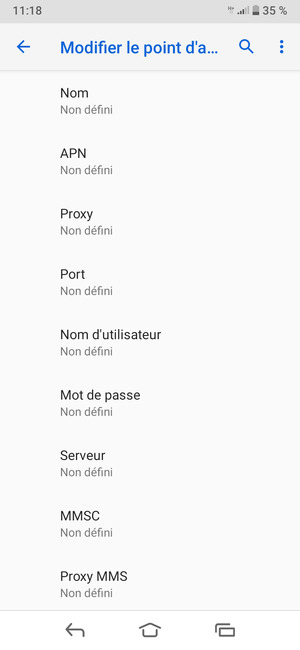 Saisissez les informations Internet