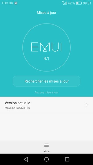 Si votre téléphone est à jour, vous verrez l'écran suivant