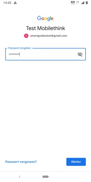 Geben Sie Ihre Passwort ein und wählen Sie Weiter