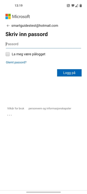 Skriv inn passord og velg Logg på