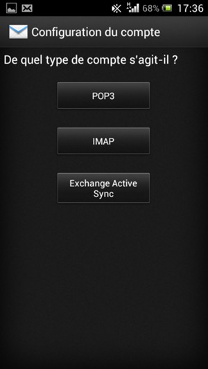 Sélectionnez POP3 ou IMAP