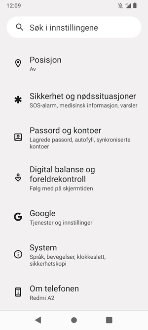 Bla til og velg Passord og kontoer