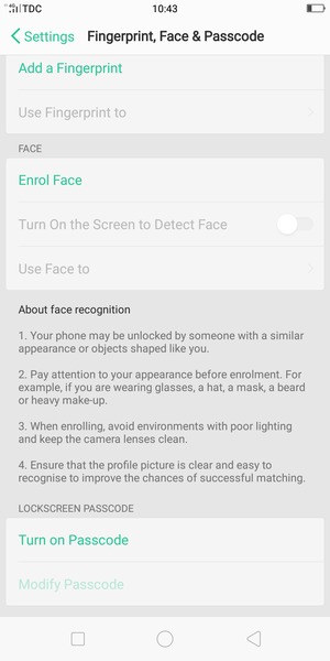 Select Turn on Passcode