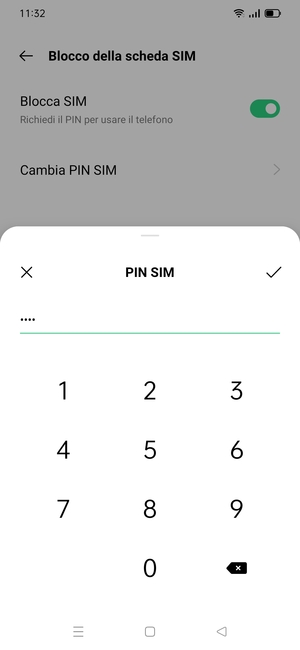 Inserisci nuovo PIN per questa scheda SIM e seleziona OK