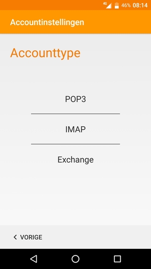 Selecteer POP3 of IMAP
