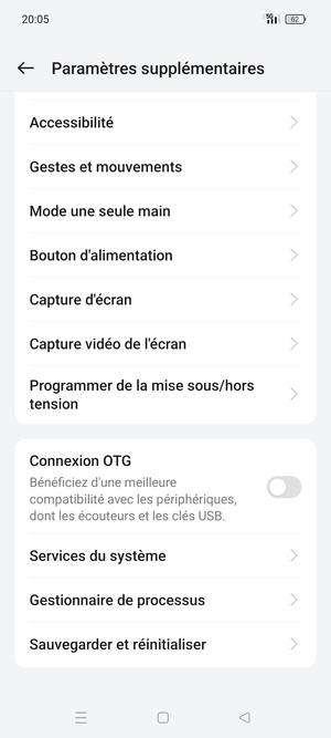 Faites défiler et sélectionnez Sauvegarder et réinitialiser