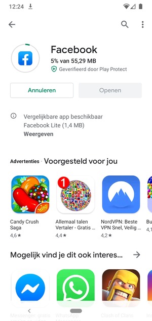 Wacht tot het installatieproces beëindigd is