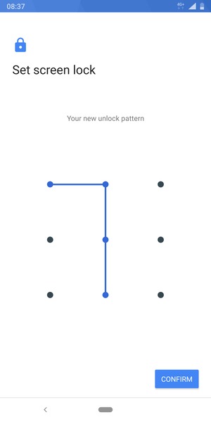 Draw the unlock pattern again and select CONFIRM