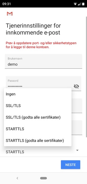 Velg Ingen og NESTE