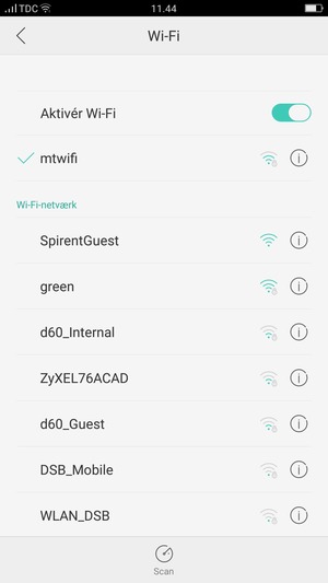 Du er nu tilsluttet Wi-Fi netværket