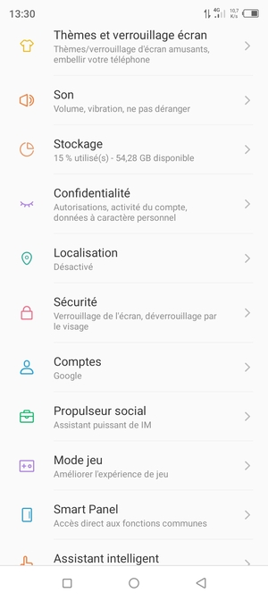 Faites défiler et sélectionnez Sécurité