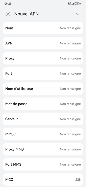 Saisissez les informations Internet