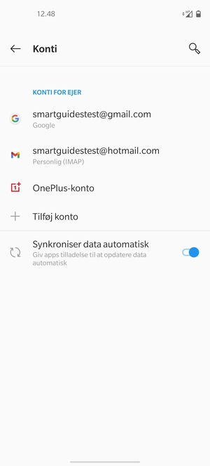 Vælg din Google konto