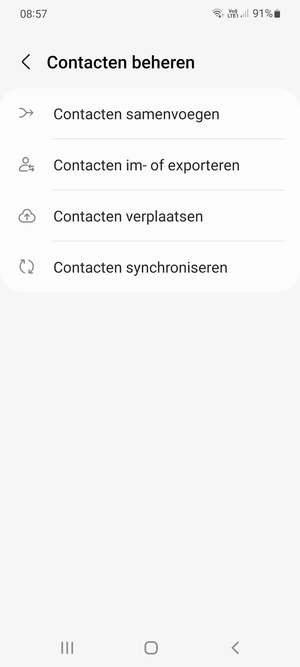 Selecteer Contacten im- of exporteren