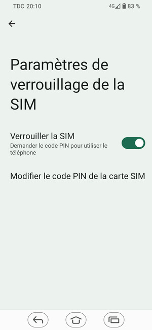 Sélectionnez Modifier le code PIN de la carte SIM