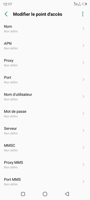 Saisissez les informations Internet