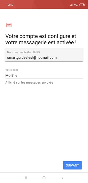 Donnez un nom à votre compte et saisissez votre nom. Sélectionnez SUIVANT