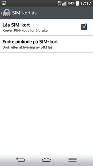 Velg Endre pinkode på SIM-kort