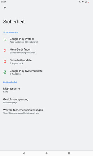 Wählen Sie Weiter Sicherheitseinstellungen