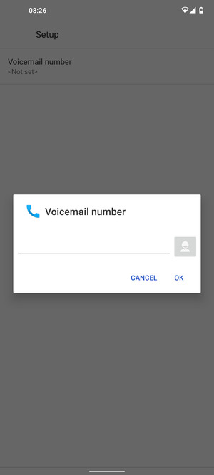 Enter the Voicemail number and select OK