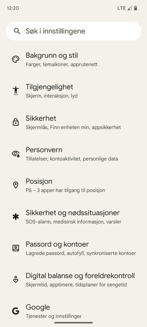Bla til og velg Posisjon