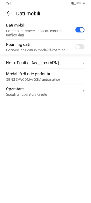 Seleziona Nomi Punti di Accesso (APN)