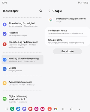 Vælg Synkroniser konto