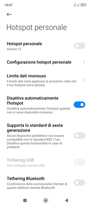 Seleziona Configurazione hotspot personale