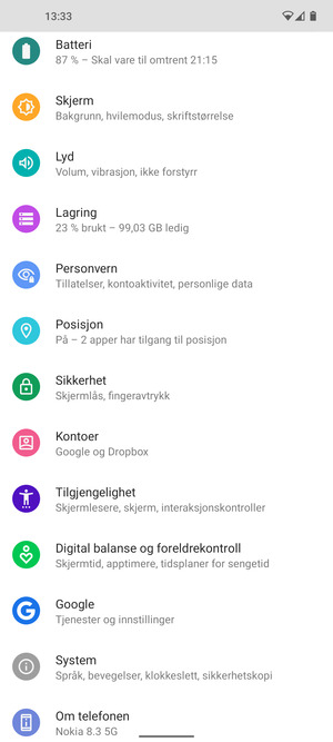 Bla til og velg Kontoer