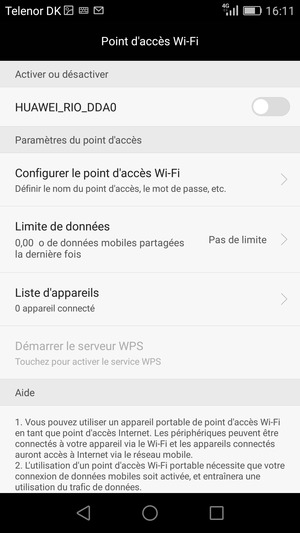 Sélectionnez Configurer le point d'accès Wi-Fi
