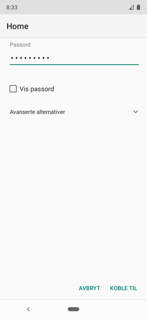 Skriv inn Wi-Fi-passord og velg KOBLE TIL