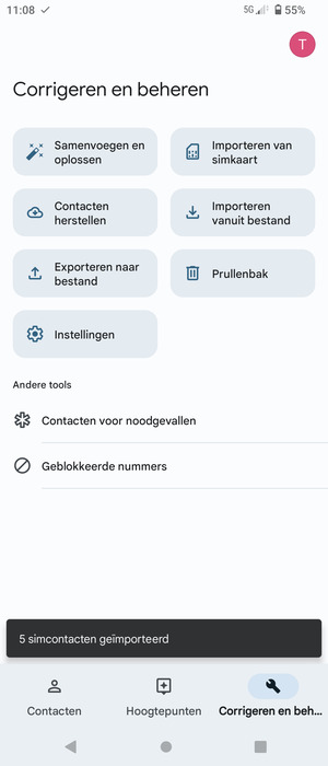 Uw contactpersonen worden opgeslagen naar uw Google-account en naar uw telefoon de volgende keer dat Google gesynchroniseerd wordt.