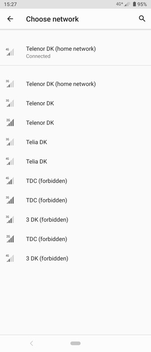 Select a network operator from the list