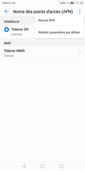 Sélectionnez Retablir paramètres par défaut