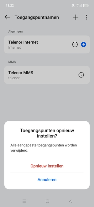 Selecteer Opnieuw instellen