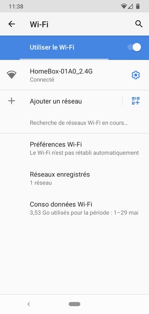 Vous êtes maintenant connecté au réseau Wi-Fi