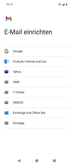 Wählen Sie Google