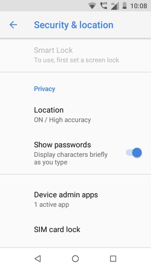 Scroll to and select SIM card lock