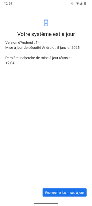 Si votre téléphone est à jour, vous verrez l'écran suivant