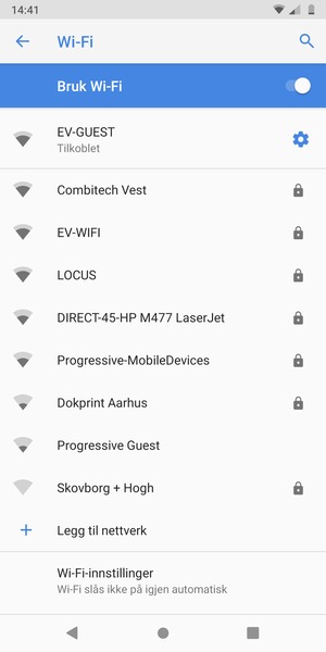 Du er nå koblet til Wi-Fi-nettverket