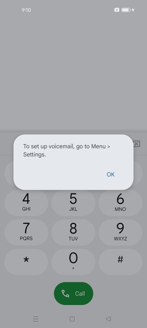 If your voicemail is not set up, select OK