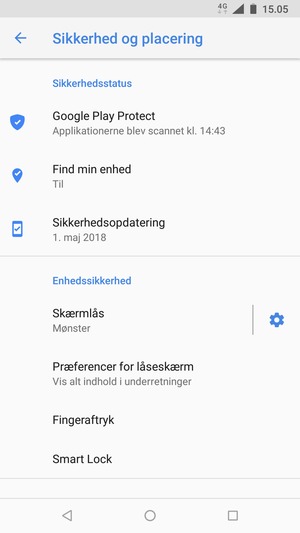 Din telefon er nu sikret med en skærmlås