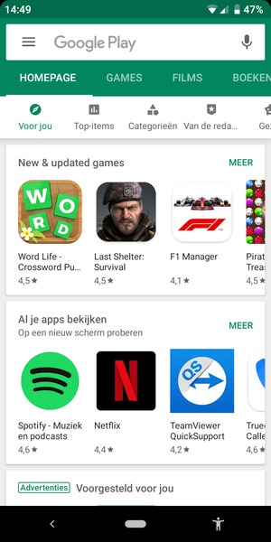 Selecteer de zoekbalk